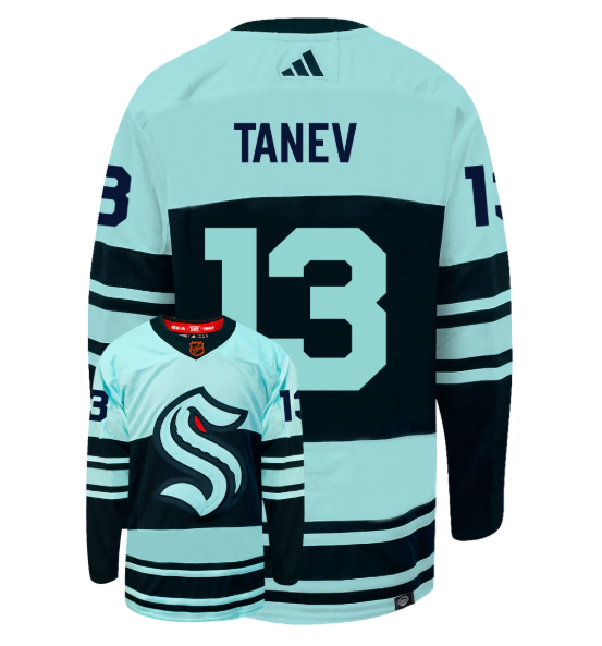 Men's Seattle Kraken #13 Brandon Tanev Ice Blue 2022-23 Reverse Retro Stitched Jersey